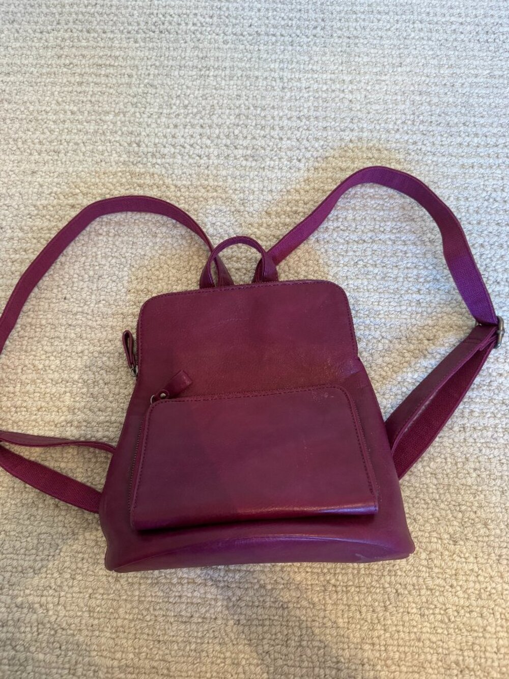 Small purple leather backpack